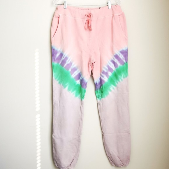NWT Daydreamer Tie Dye Jogger Pants in Peach Combo Size X-Large Cotton Drawstrin - Picture 4 of 13